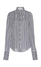 Moda Operandi Michael Kors Collection Deck Stripe Silk Georgette Cuffed Tuxedo Shirt