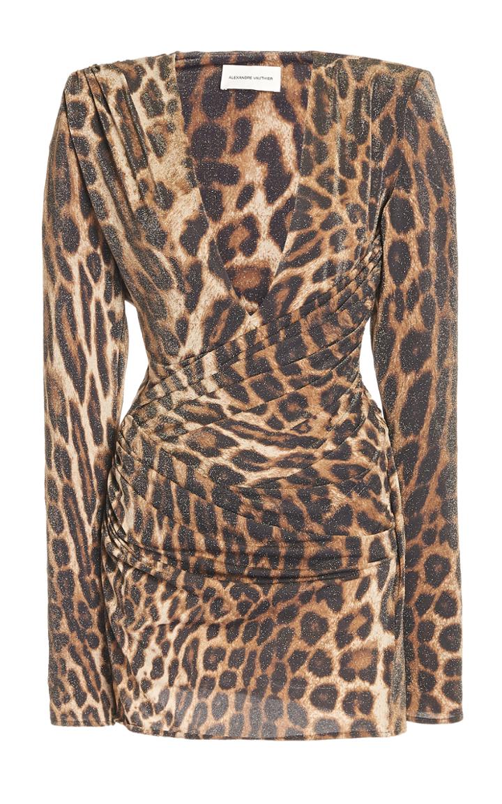 Moda Operandi Alexandre Vauthier Animal-print Jersey V-neck Mini Dress