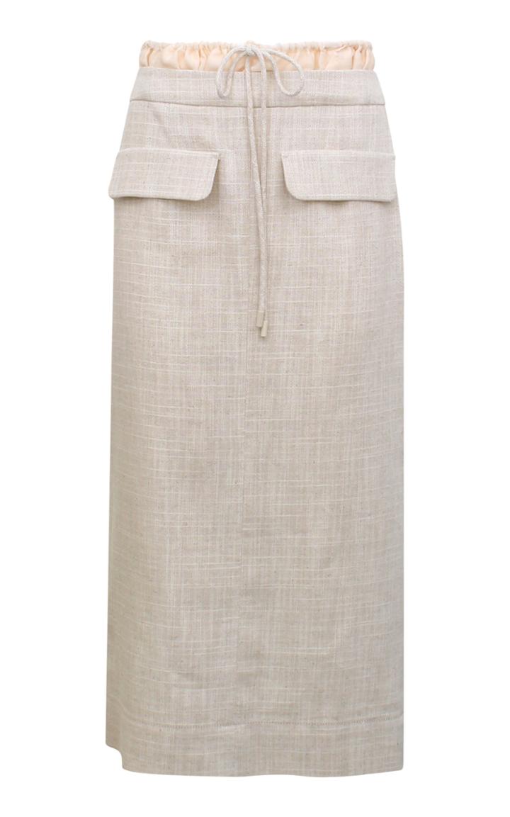 Moda Operandi Rejina Pyo Taylor Drawstring-detailed Cotton-linen Blend Midi Skirt