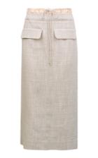 Moda Operandi Rejina Pyo Taylor Drawstring-detailed Cotton-linen Blend Midi Skirt