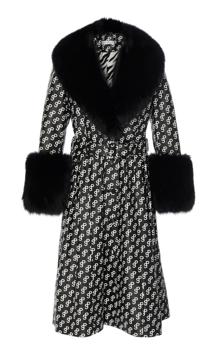 Saks Potts Foxy Fur-trimmed Printed Leather Coat