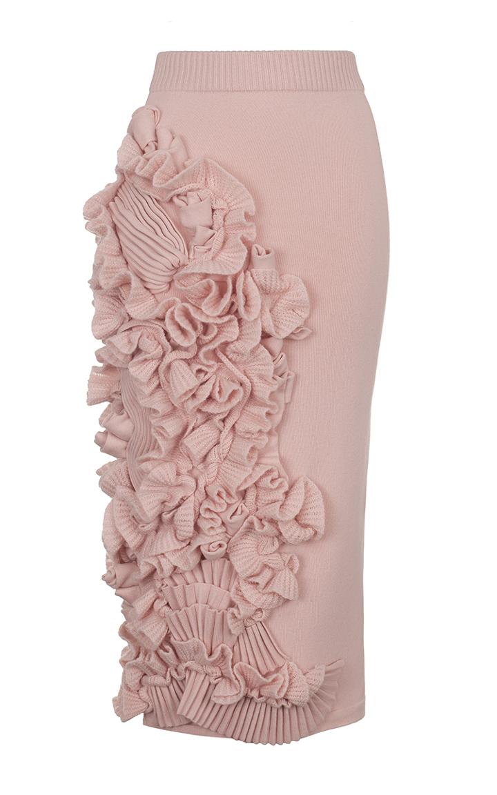 Ruban Decorated Cashmere Pencil Skirt