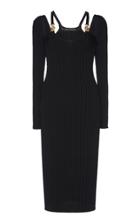 Versace Cutout Ribbed Stretch-knit Midi Dress