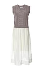 Sea Grey Cozy Knits And Pleats Dress