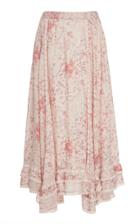 Loveshackfancy Navya Ruffled Floral-print Silk Midi Skirt Size: 10