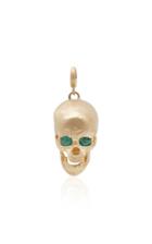 Luis Morais Large Skull Charm With Moveable Jaw And Gemfields Emerald Eyes