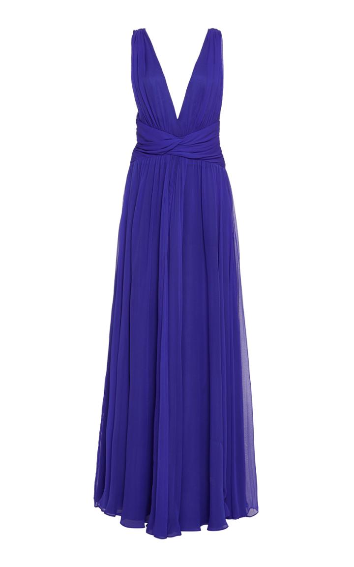 Amur Cassandra Pleated Silk Maxi Dress