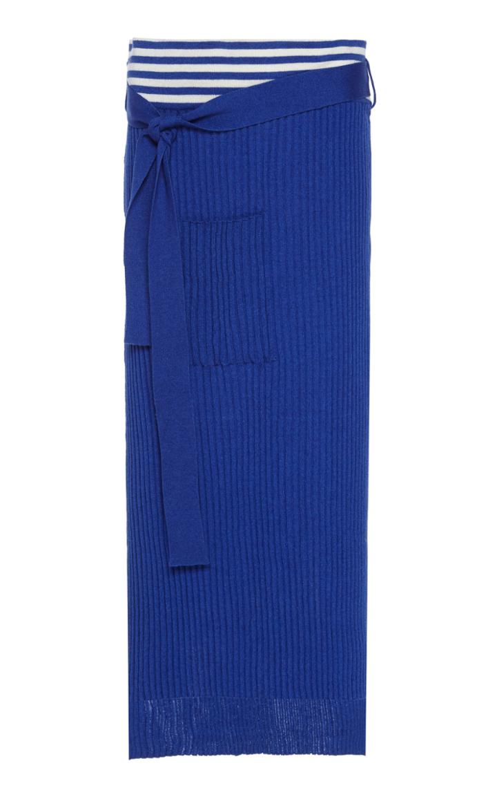 Moda Operandi Tuinch Contrast-trim Silk-blend Ribbed-knit Midi Skirt Size: L
