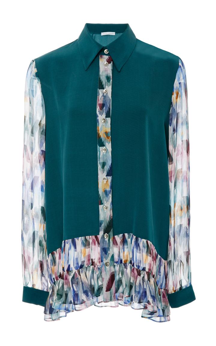 Christina Economou Printed Color Block Shirt