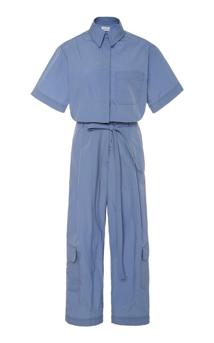Deveaux Belted Poplin Straight-leg Jumpsuit