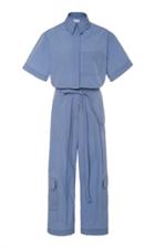 Deveaux Belted Poplin Straight-leg Jumpsuit