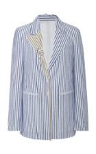 By Any Other Name Knotted Pinstriped Cotton-poplin Blazer