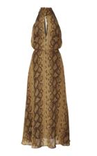 Zeynep Arcay Snake Print Keyhole Sleeveless Dress