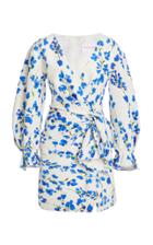 Carolina Herrera Floral-print Wrap-effect Cotton-blend Mini Dress