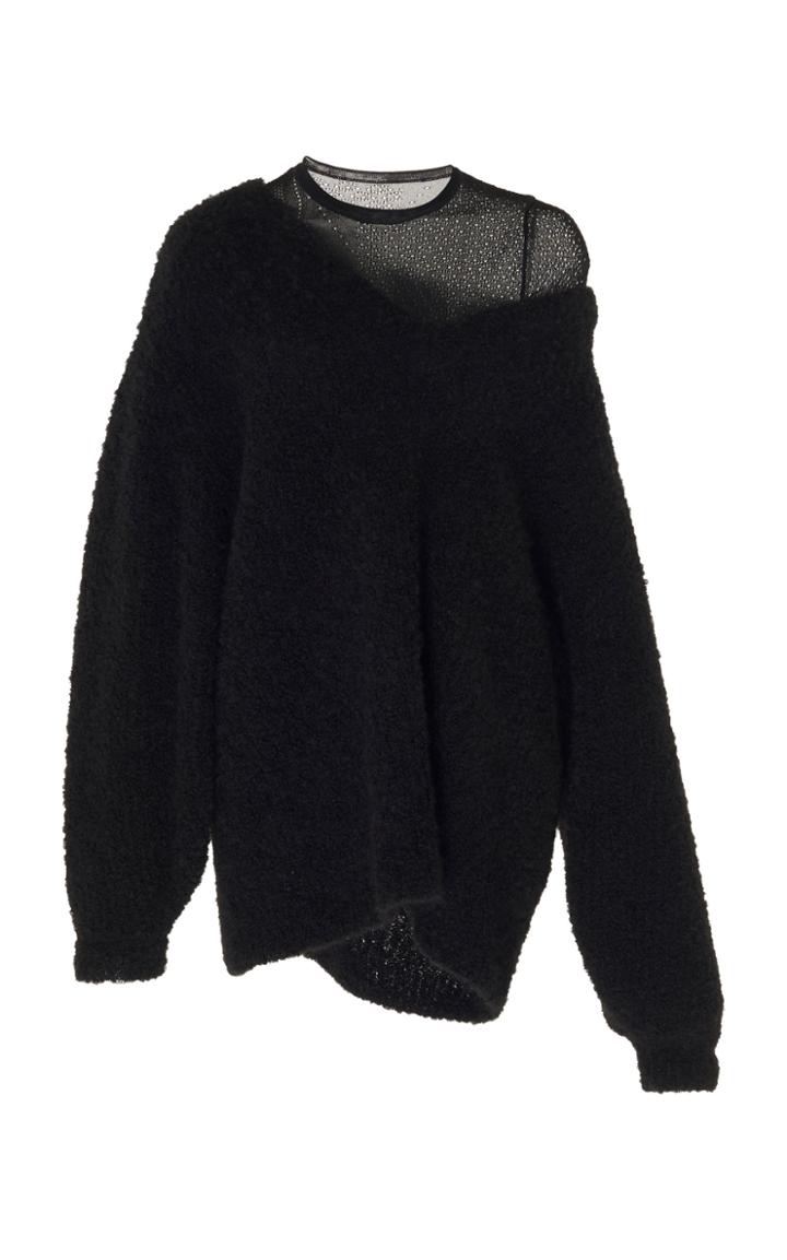 Roland Mouret Anise Sheer-paneled Oversized Wool Sweater