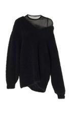 Roland Mouret Anise Sheer-paneled Oversized Wool Sweater