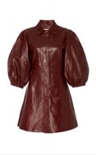 Ganni Lamb Leather Button Down Mini Dress