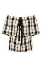 Rosie Assoulin Fold Over Plaid Cotton Top