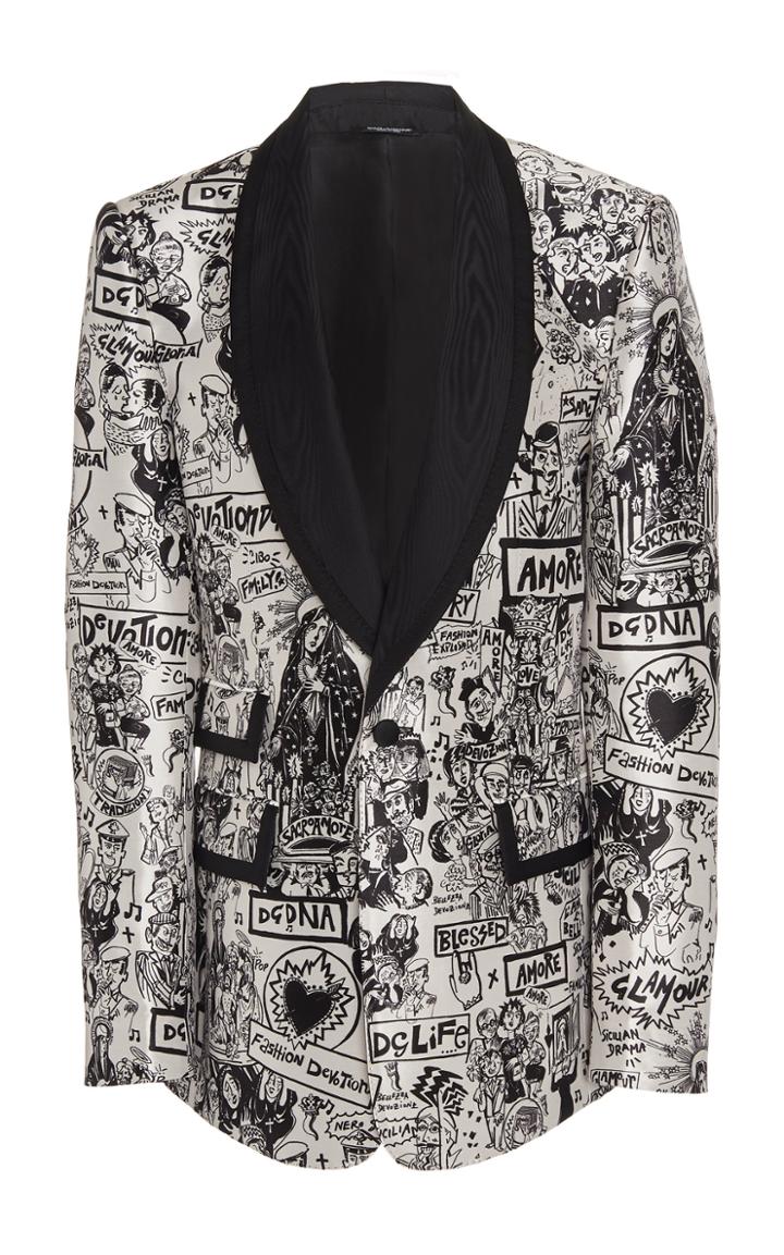 Dolce & Gabbana Printed Crepe De Chine Blazer