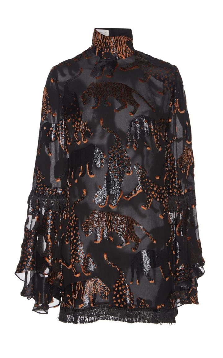 Sandra Mansour Lopard Des Neiges Velvet Mini Dress