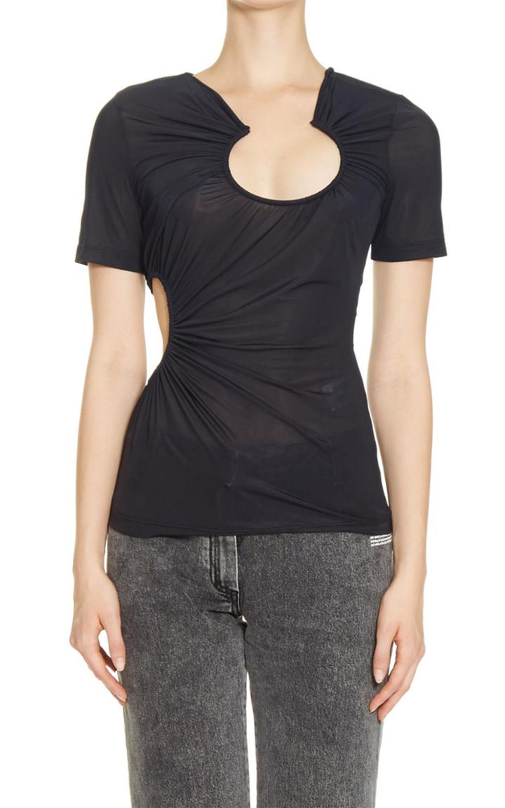 Moda Operandi Off-white C/o Virgil Abloh Swiss Cheese Open-hole Ruched Top Size: 36