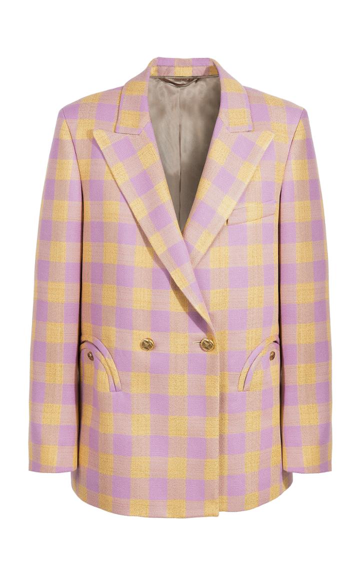 Moda Operandi Blaz Milano Roger Checked Printed Double-breasted Blazer Size: 1