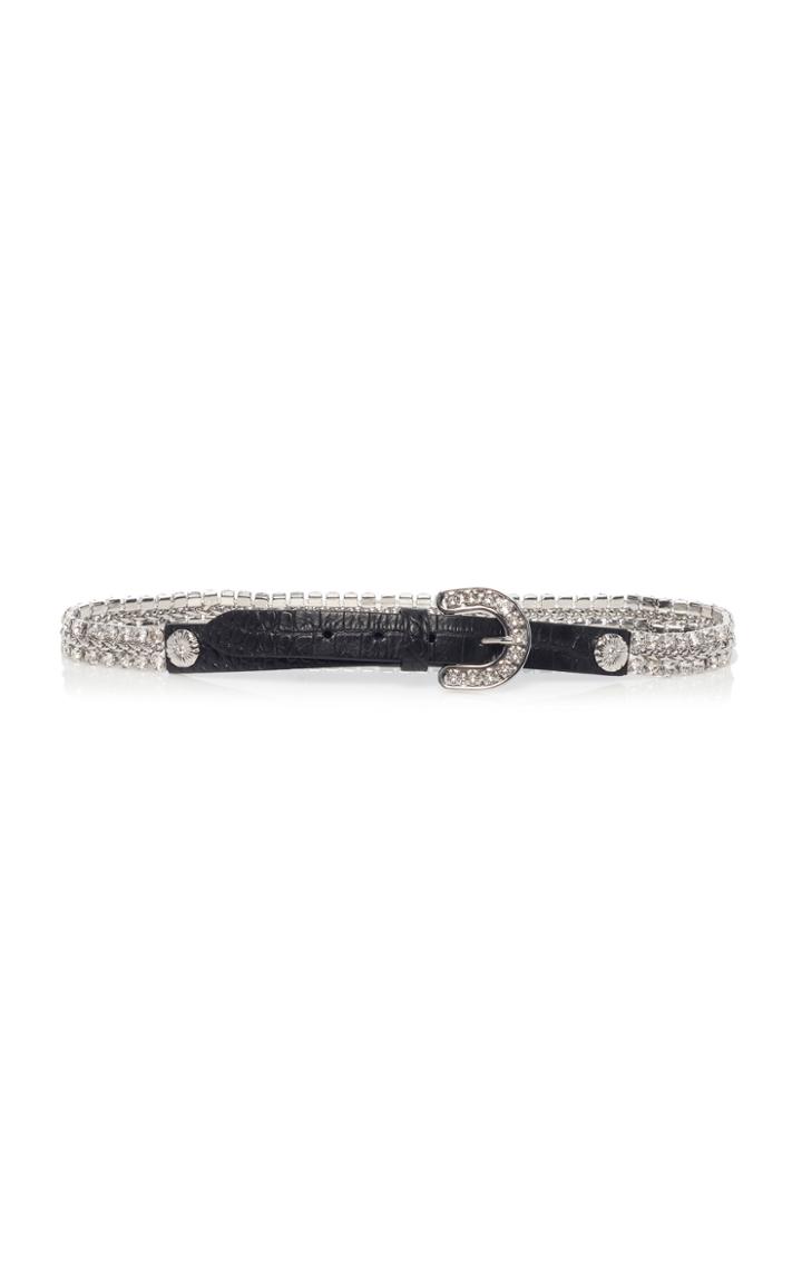Alessandra Rich Leather And Crystal Cowboy Belt