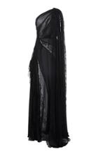 Elie Saab Silk Lace Georgette One Shoulder Dress