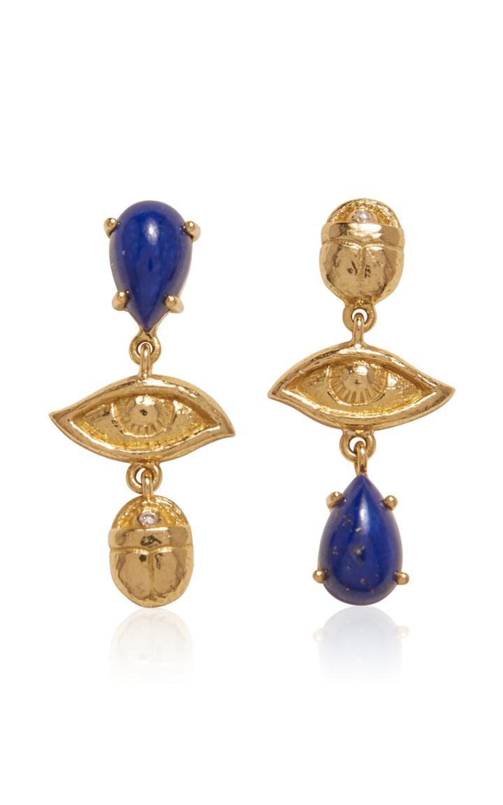 Moda Operandi Pamela Love Teardrop Lapis And 14k Gold-plated Earrings