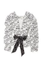 Rodarte Logo-printed Belted Cloque Jacket