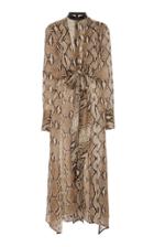 Petar Petrov Delhi Leather-trimmed Snake-print Silk-chiffon Dress