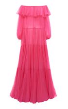 Moda Operandi Valentino Tiered Off-the-shoulder Silk Gown Size: 36