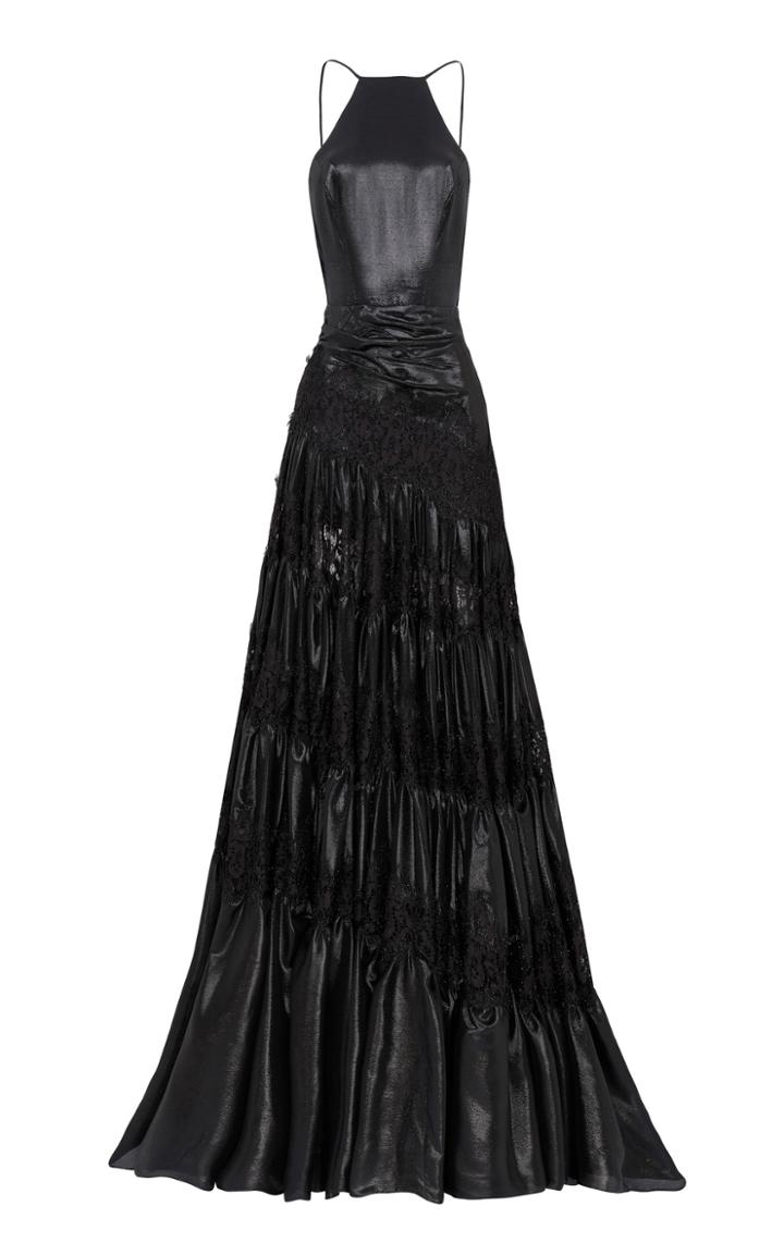 Moda Operandi Raisa Vanessa Taffeta Halter Maxi Dress