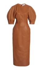 Moda Operandi Gabriela Hearst Coretta Puff-sleeve Leather Midi Dress