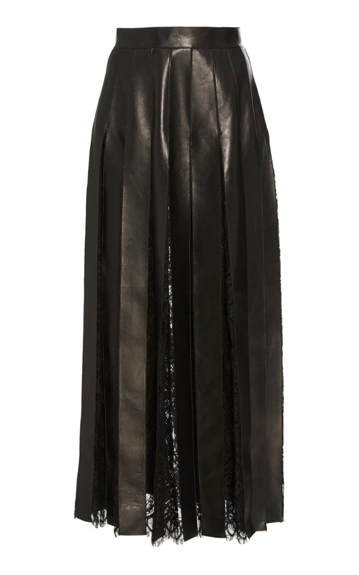 Elie Saab Lace And Leather Fringe Skirt