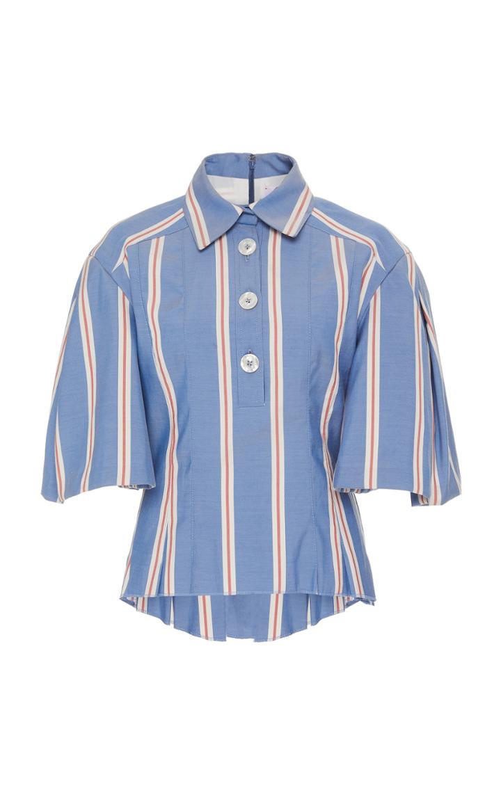 Moda Operandi Carolina Herrera Striped Crepe Button-front Top Size: 0