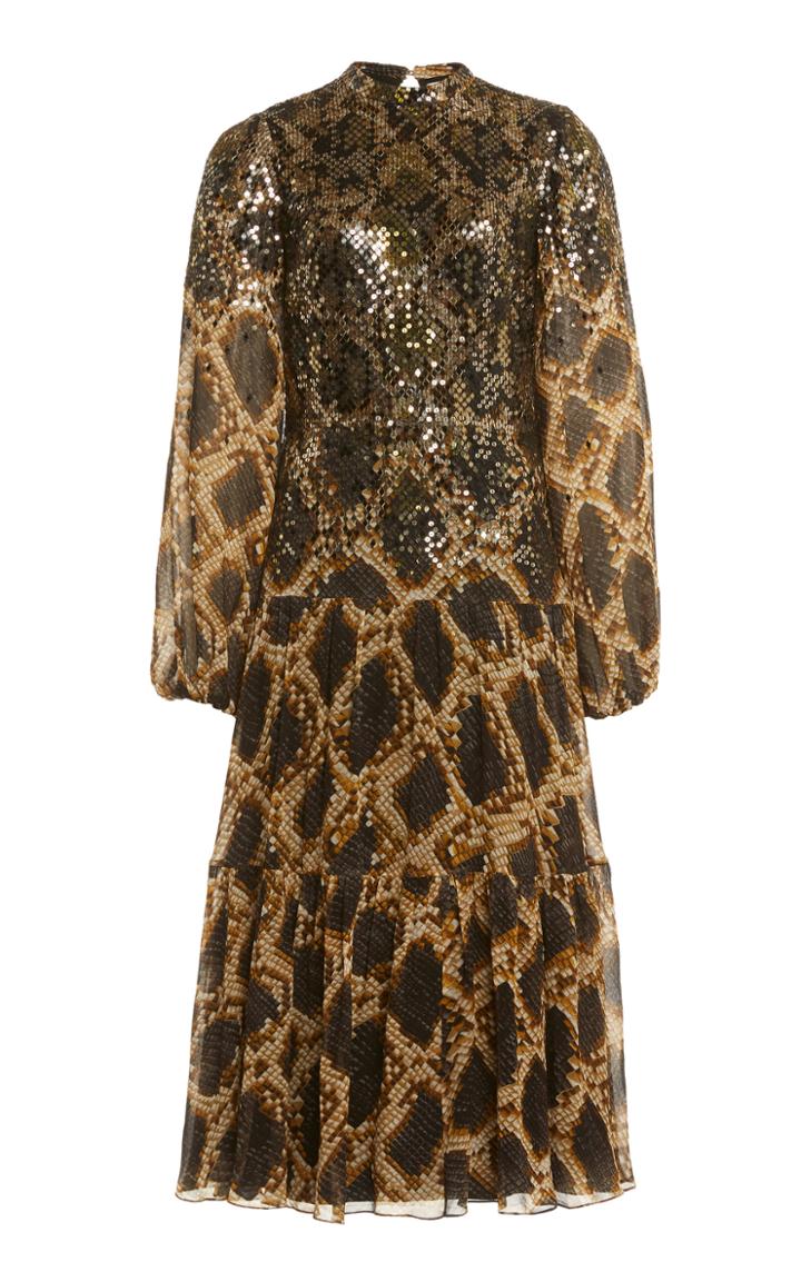 Moda Operandi Temperley London Mambo Sequined Printed Chiffon Midi Dress