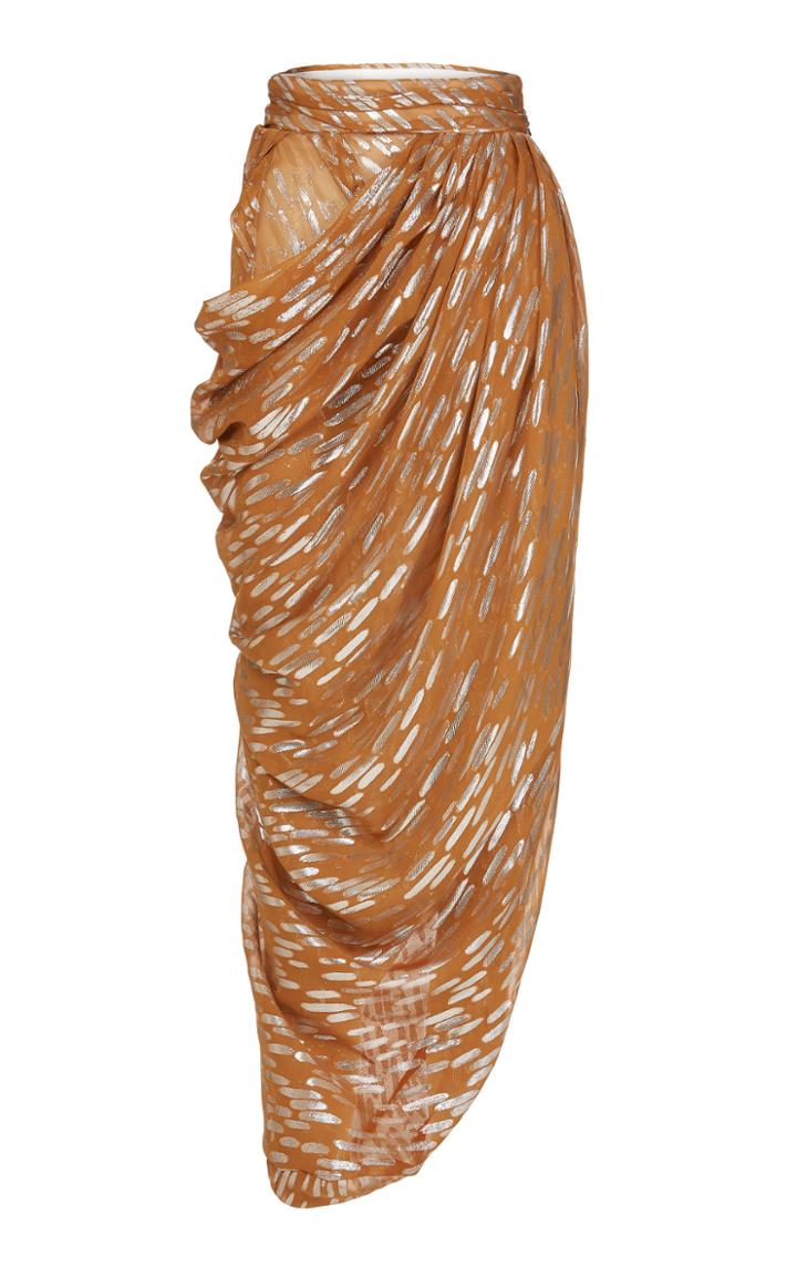 Maticevski Impulse Draped Metallic Silk Skirt