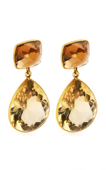Bahina Citrine, Quartz 18k Yellow Gold Earrings