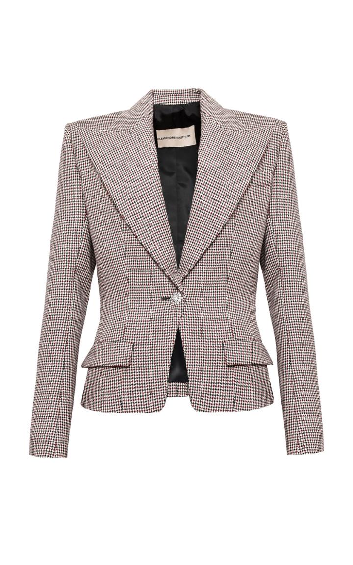 Alexandre Vauthier Plaid Wool Tailored Blazer