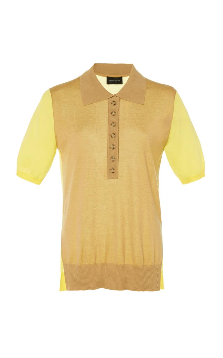 Moda Operandi Lee Mathews Two-tone Knit Polo Shirt Size: M