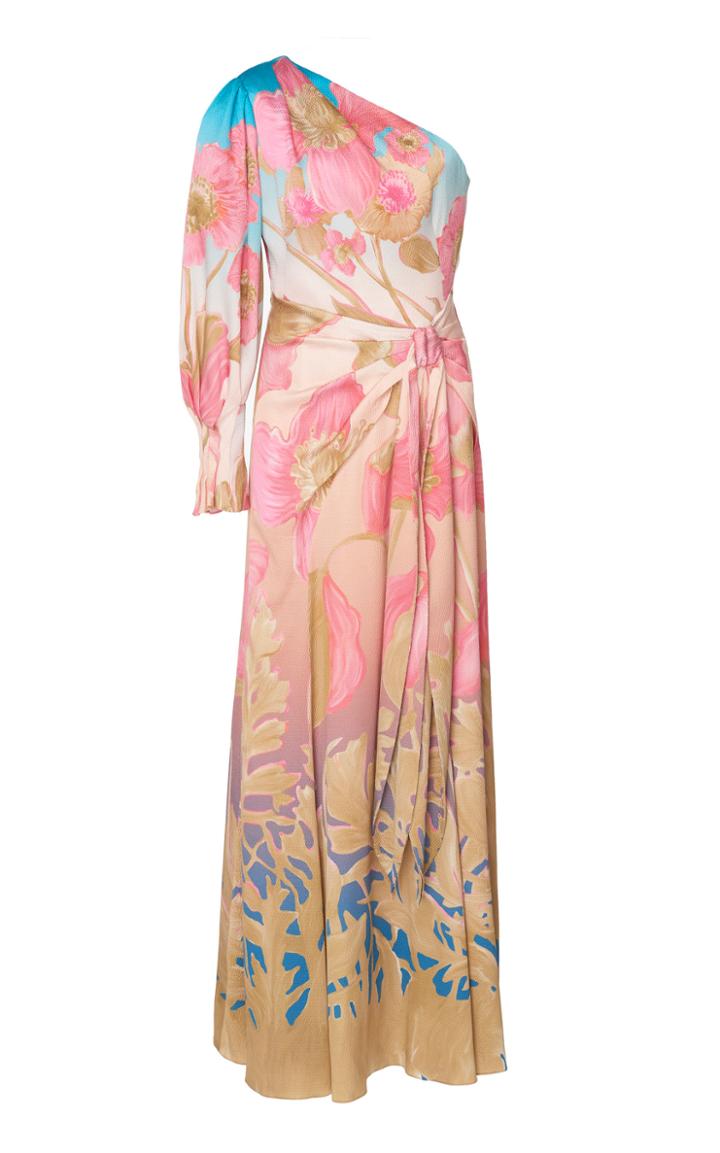 Peter Pilotto One-shoulder Floral-print Silk-blend Maxi Dress