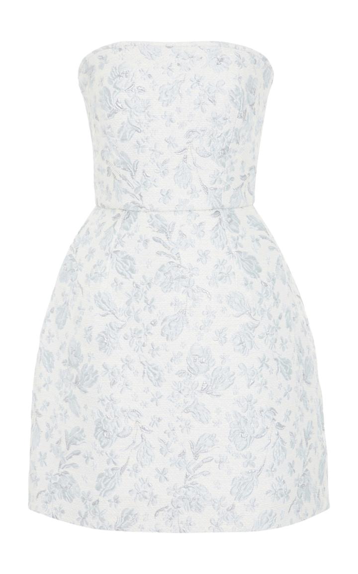 Monique Lhuillier Floral Jacquard Strapless Structured Dress
