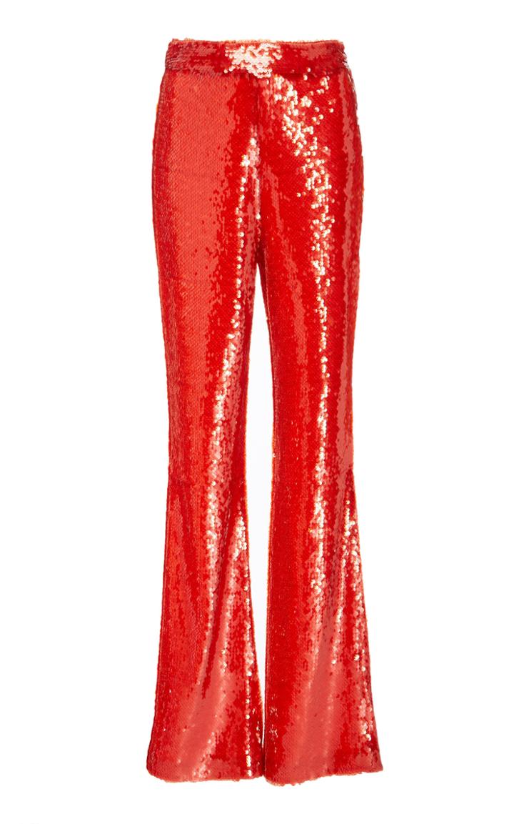 Sally Lapointe Sequin Embroidered Flare Leg Pants