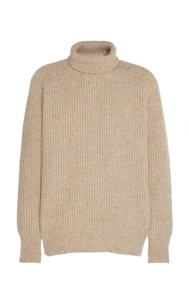 Ami Funnel Neck Fisherman's Rib Sweater
