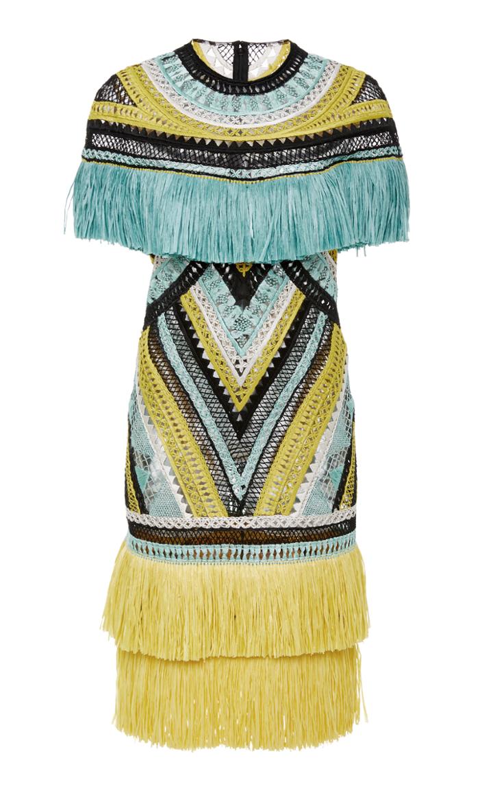 Naeem Khan Embroidered Cape Dress