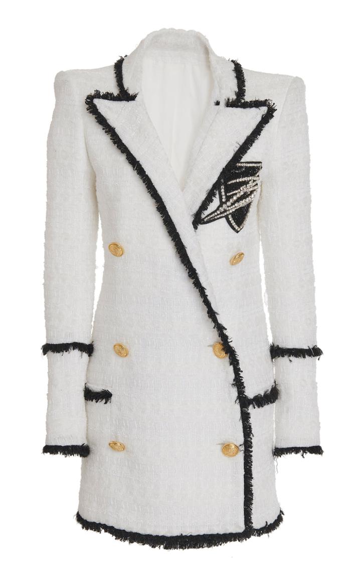 Balmain Frayed Tweed Mini Dress