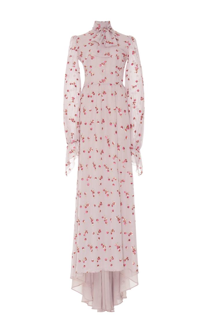 Luisa Beccaria Floral Embroidered Georgette Dress
