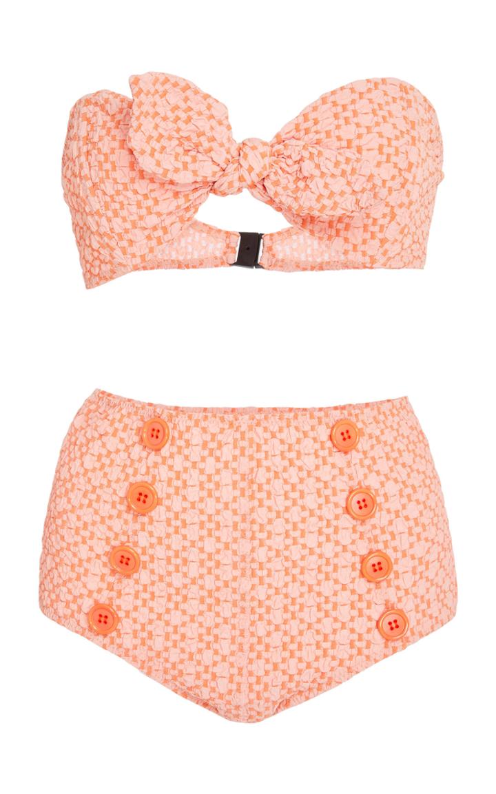 Lisa Marie Fernandez Poppy Button High-waist Bikini Set