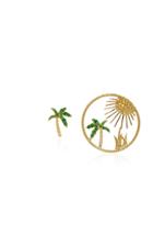 Yvonne Leon Palmier Histoire 18k Gold Sapphire And Tsavorites Earrings